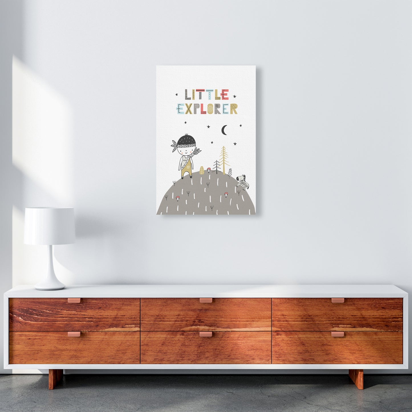 Little Explorer Hilltop Art Print by Pixy Paper A2 Canvas