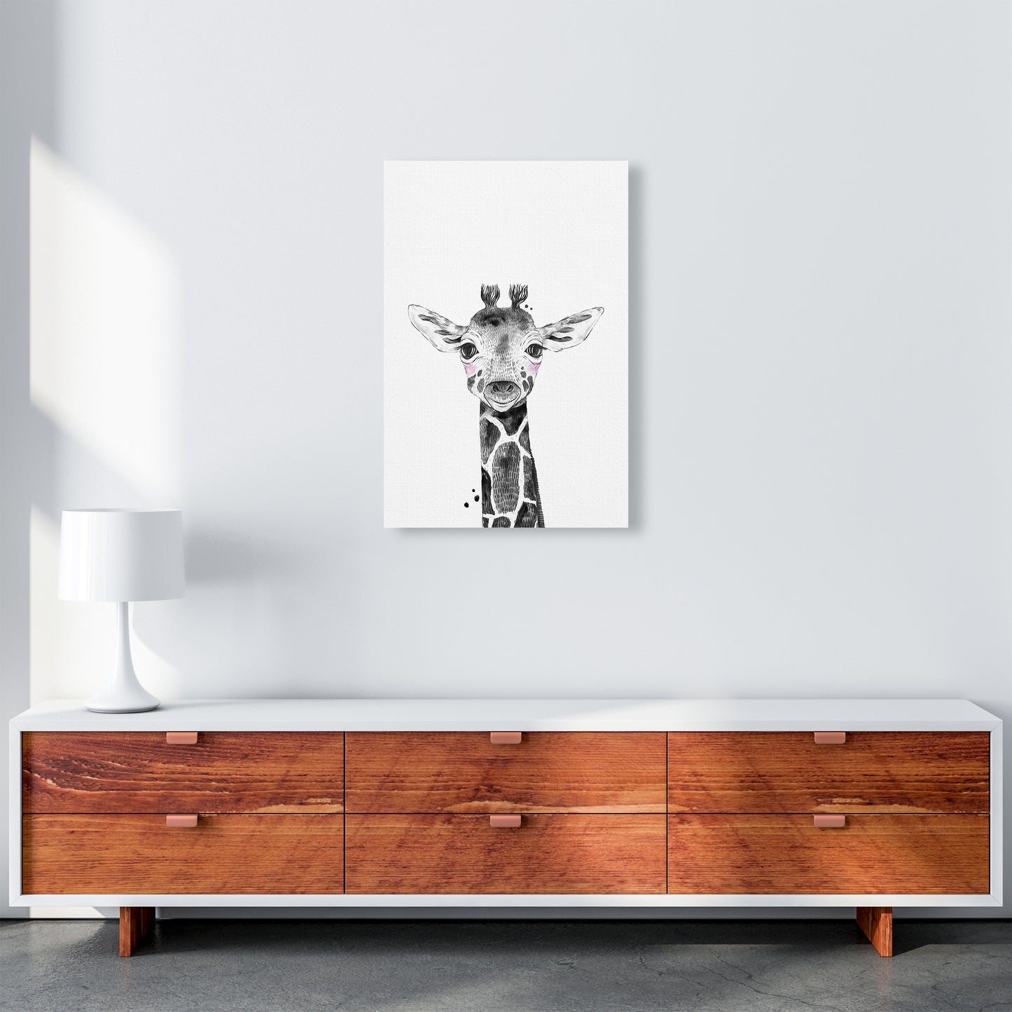 Safari Babies Giraffe Art Print by Pixy Paper A2 Canvas