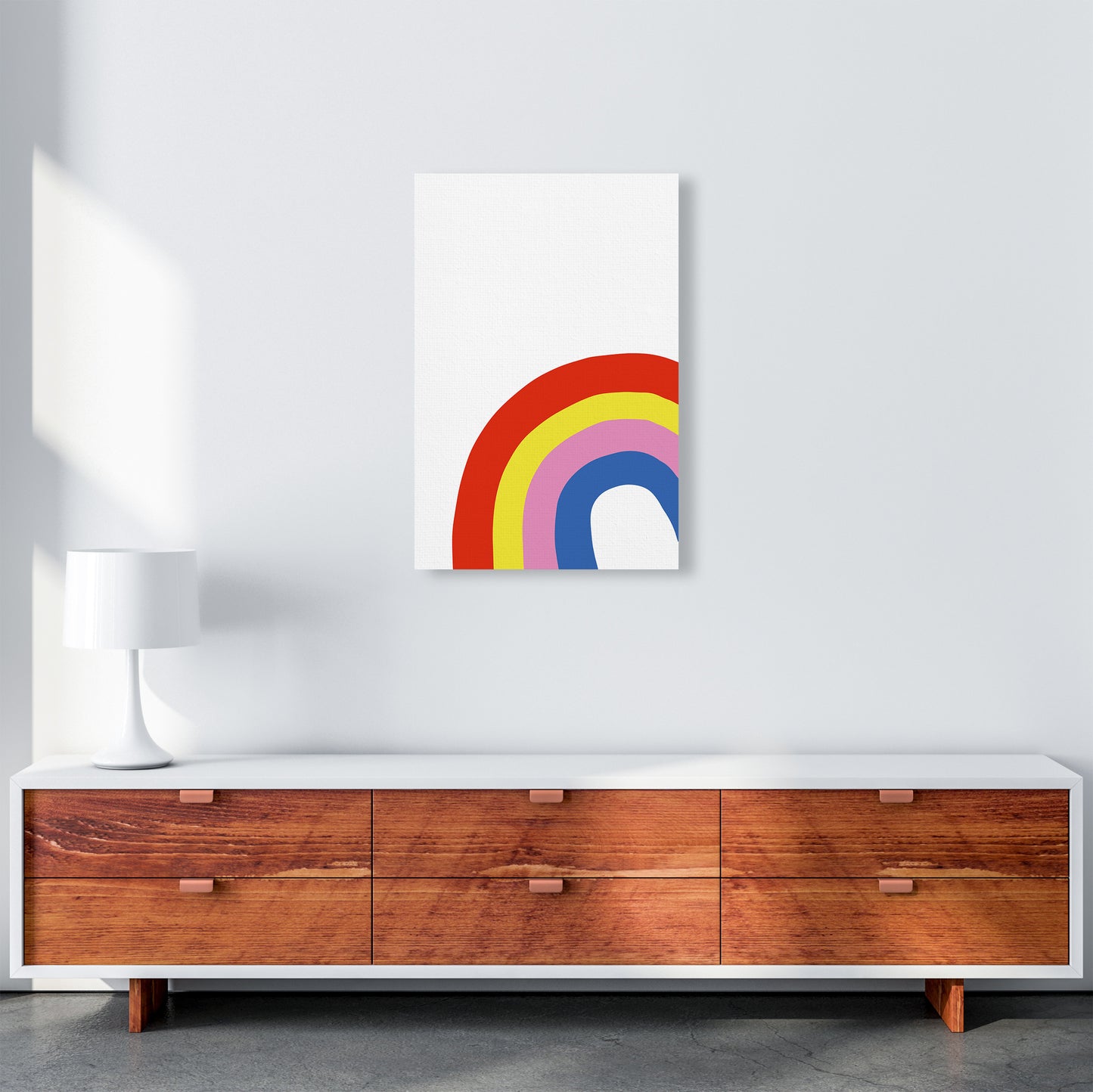 Rainbow In Corner Art Print by Pixy Paper A2 Canvas