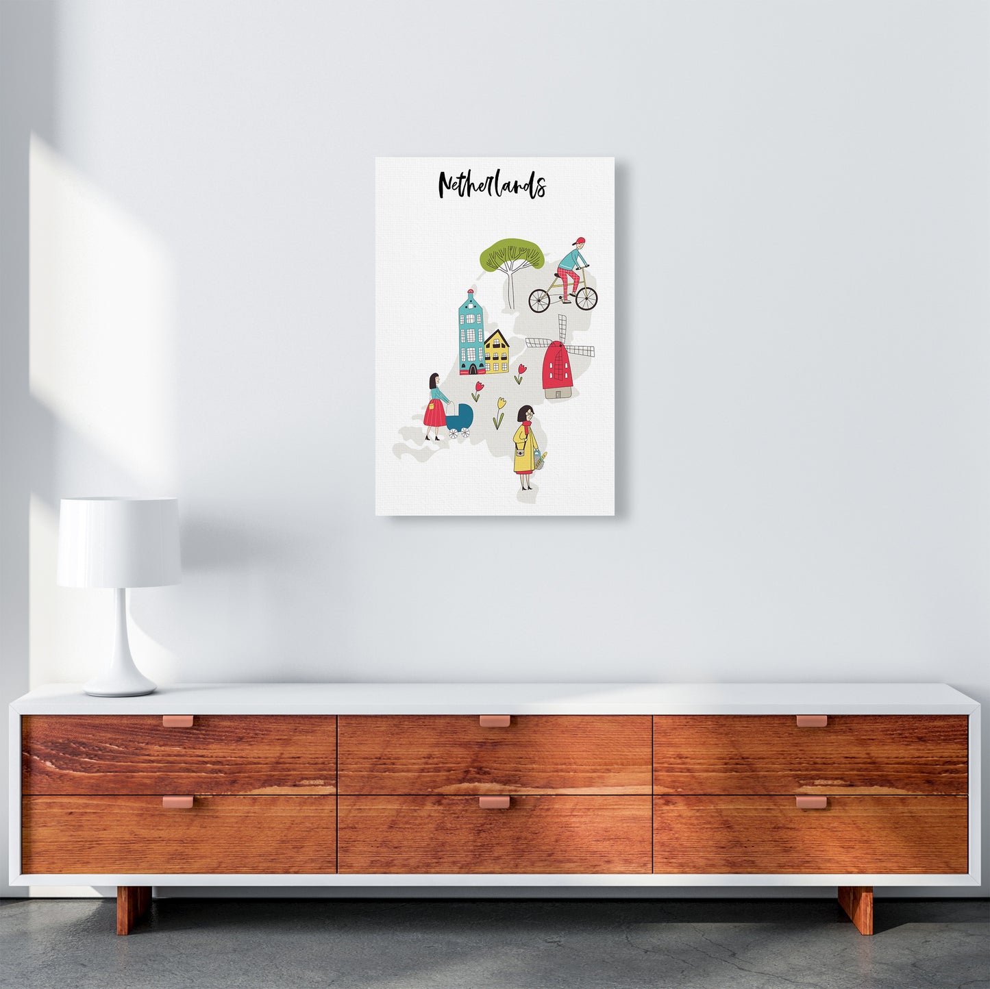 Netherlands Map Art Print by Pixy Paper A2 Canvas