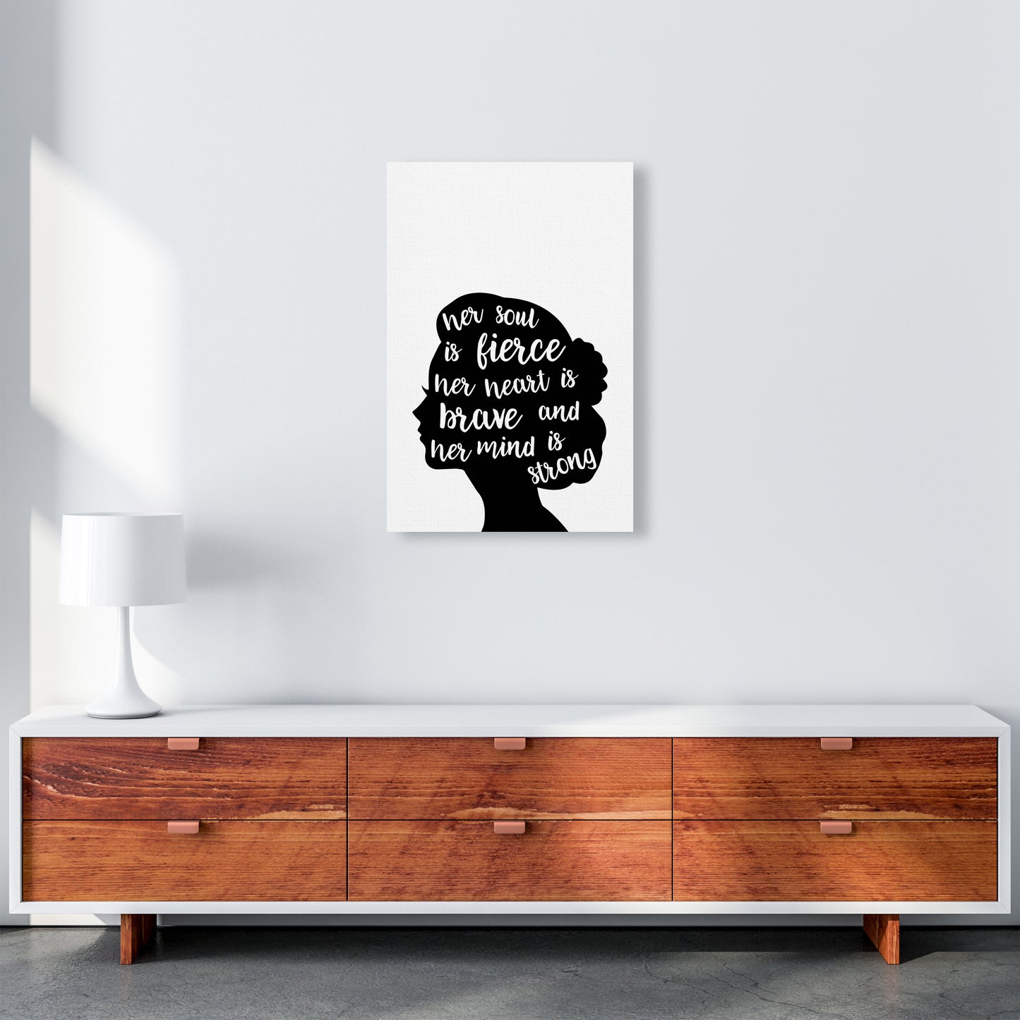 Her Soul Is Fierce White Art Print by Pixy Paper A2 Canvas