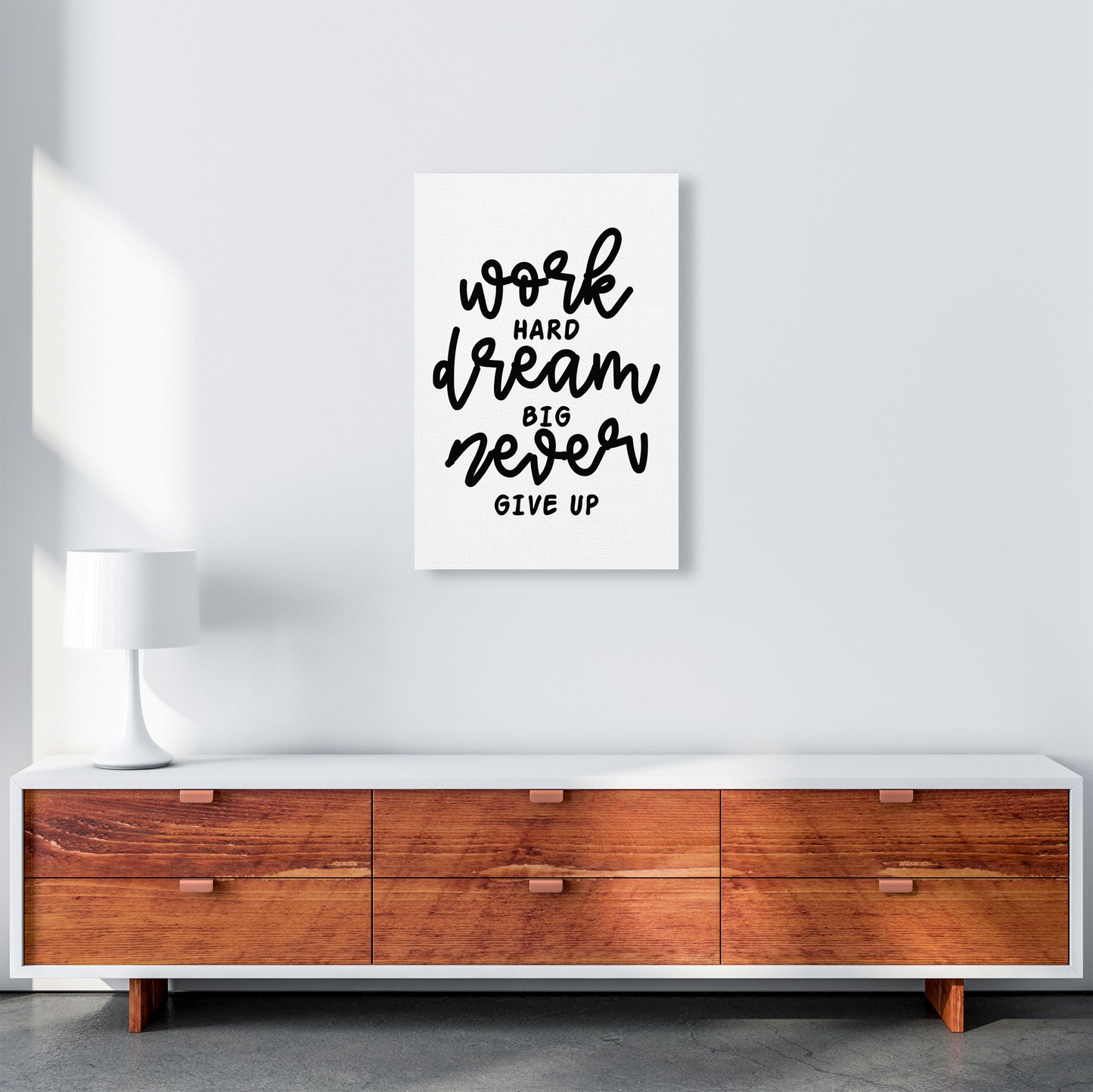 Work Hard Dream Big Art Print by Pixy Paper A2 Canvas