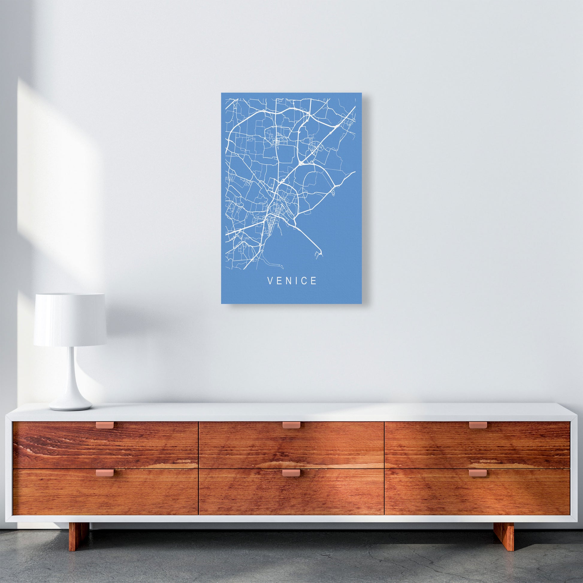 Venice Map Blueprint Art Print by Pixy Paper A2 Canvas