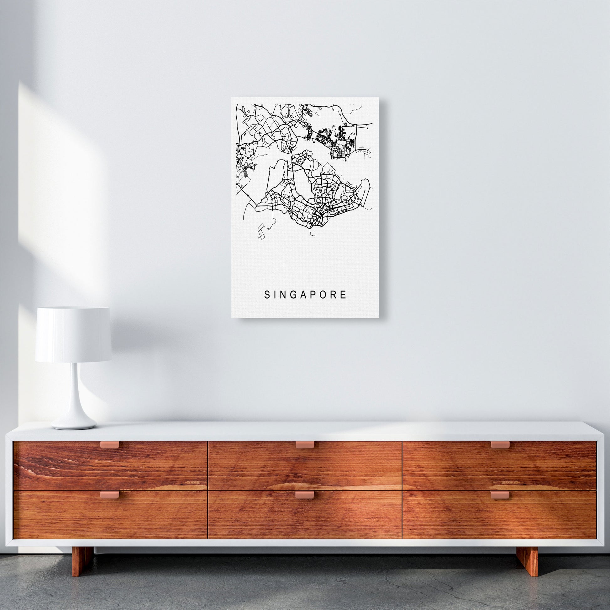 Singapore Map Art Print by Pixy Paper A2 Canvas