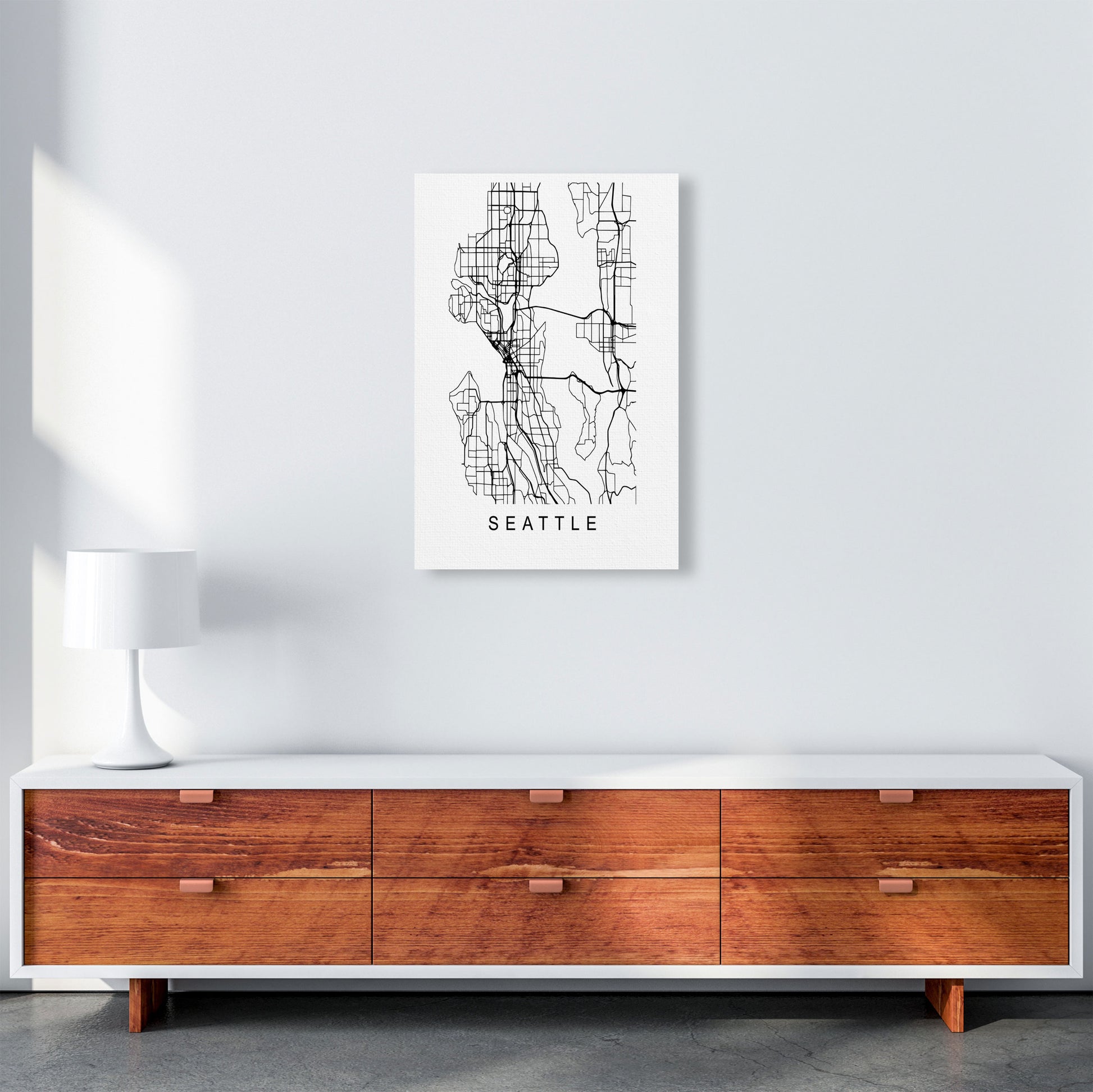 Seattle Map Art Print by Pixy Paper A2 Canvas