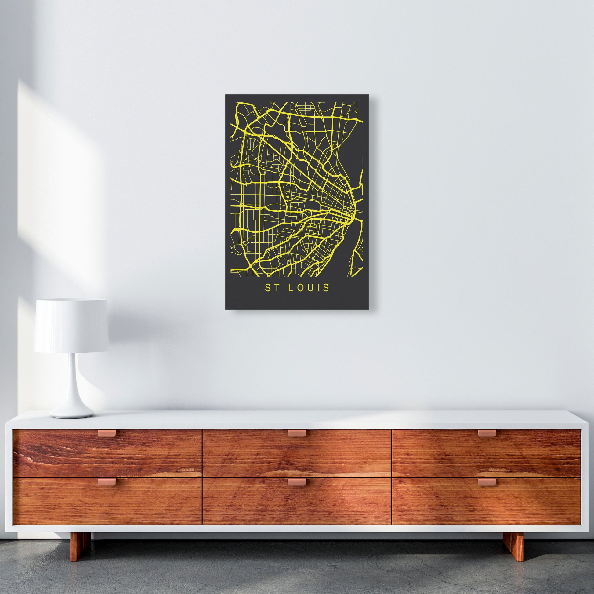 St Louis Map Neon Art Print by Pixy Paper A2 Canvas