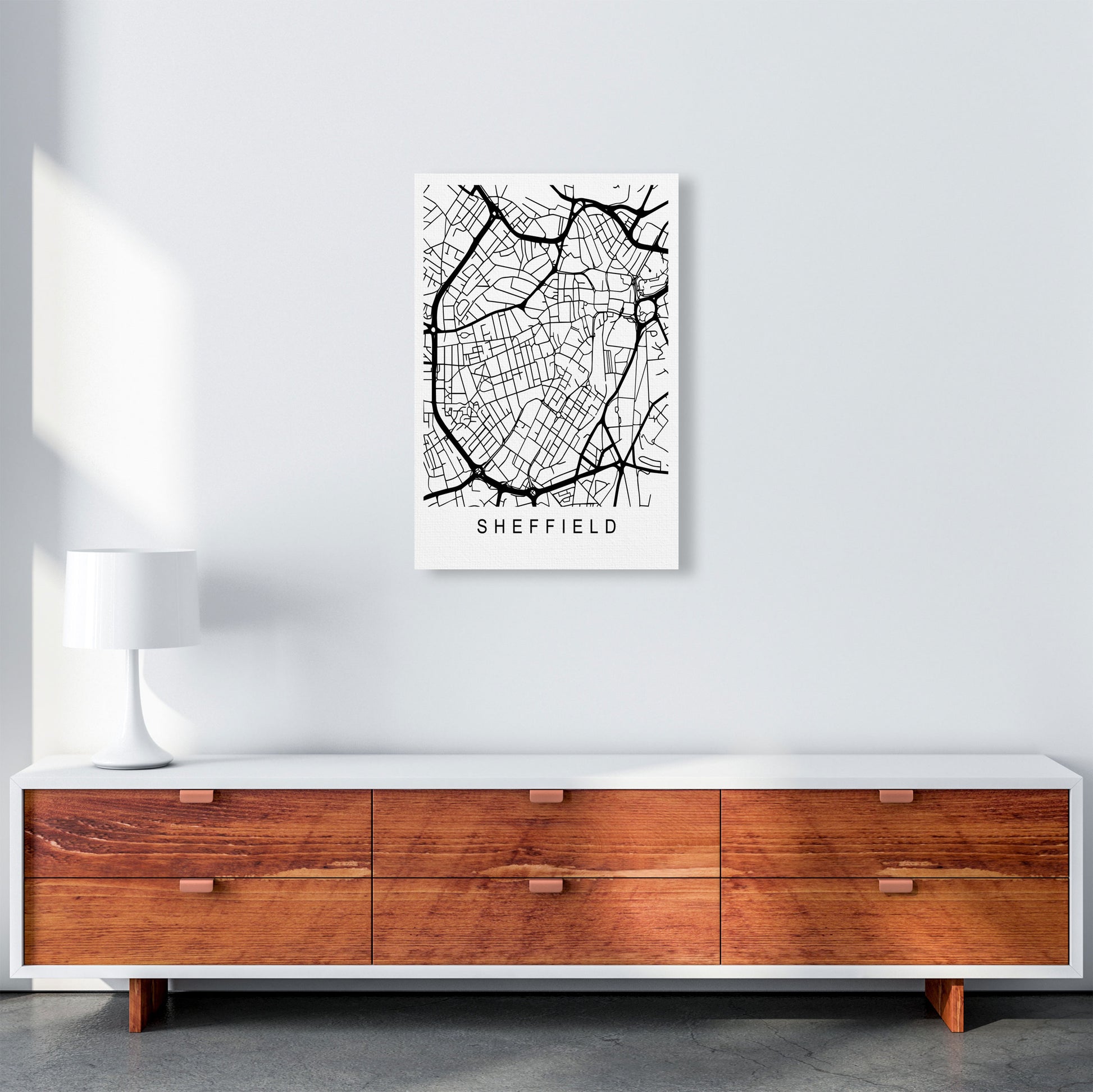 Sheffield Map Art Print by Pixy Paper A2 Canvas