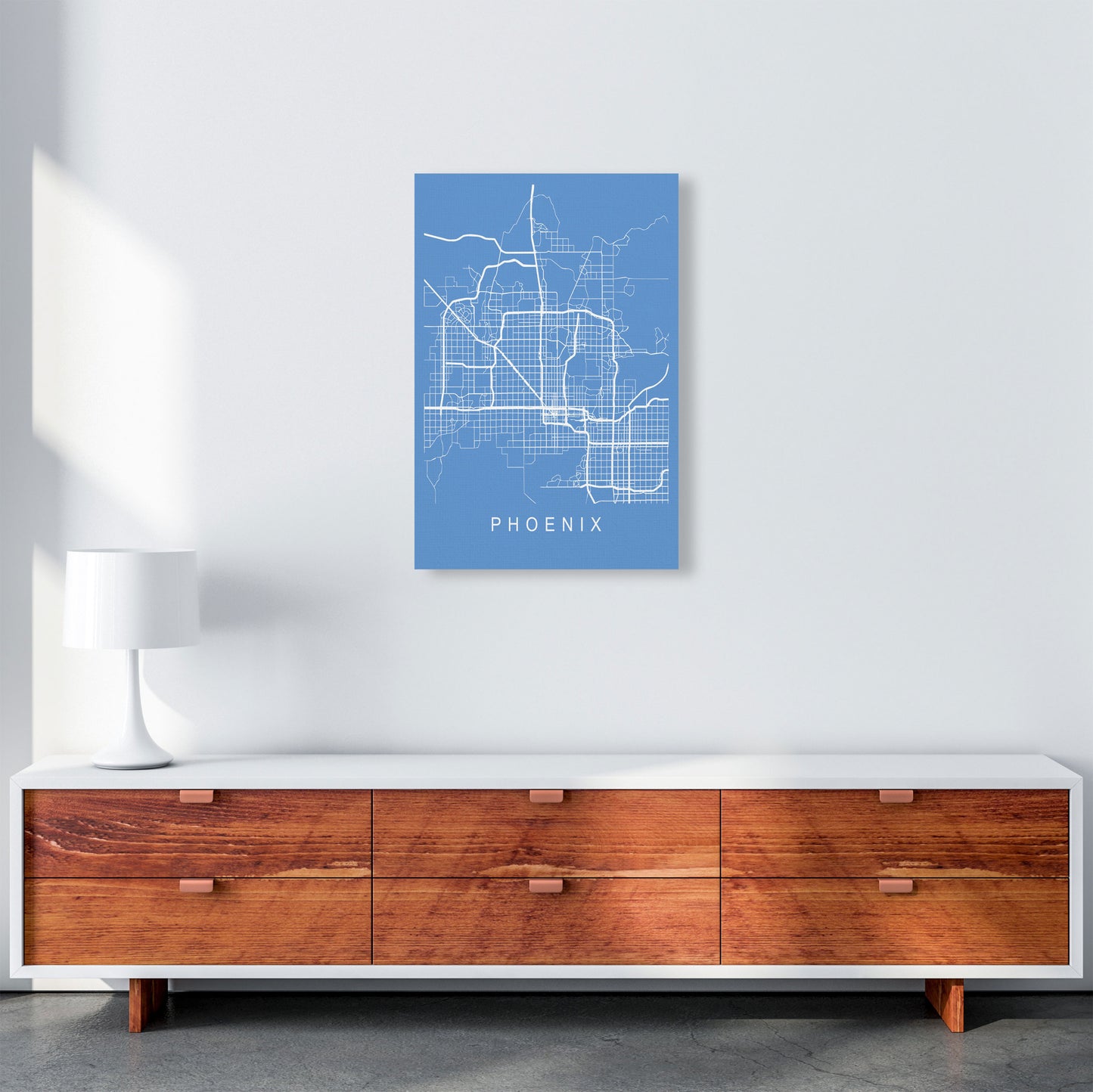 Phoenix Map Blueprint Art Print by Pixy Paper A2 Canvas