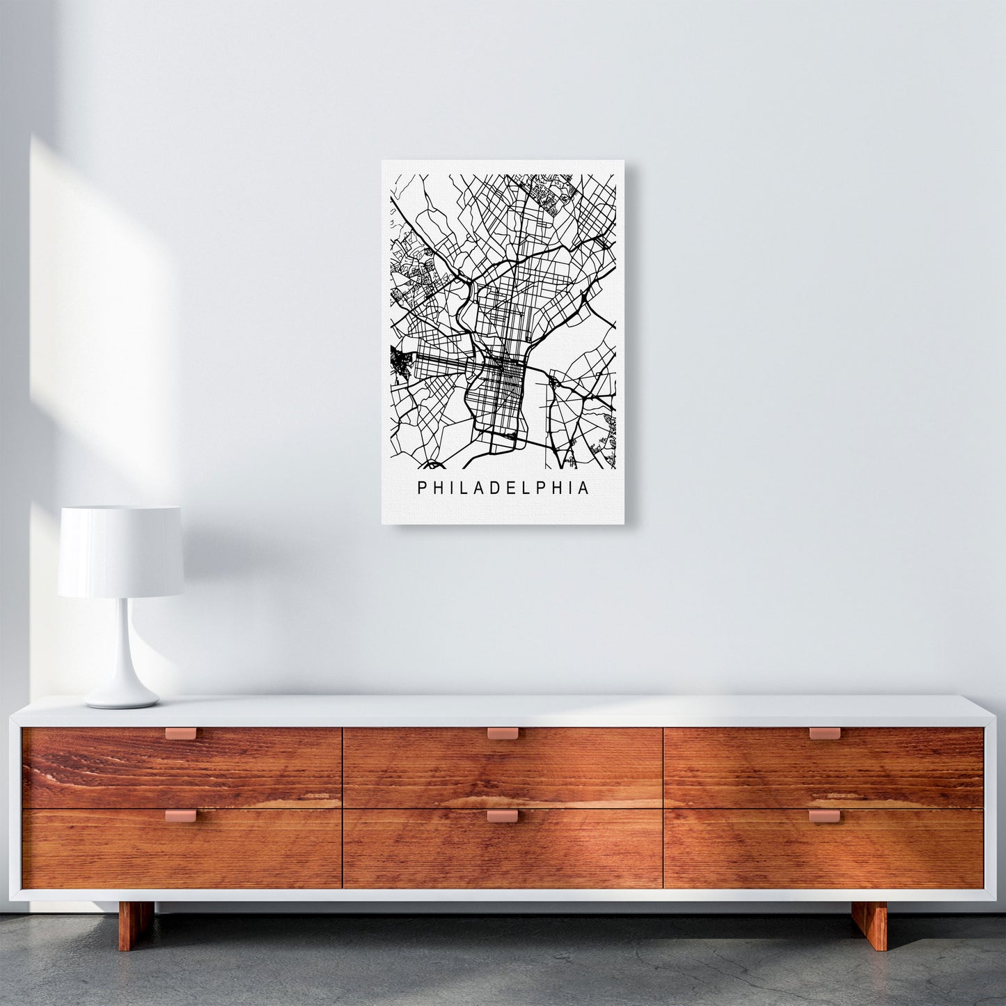 Philadelphia Map Art Print by Pixy Paper A2 Canvas