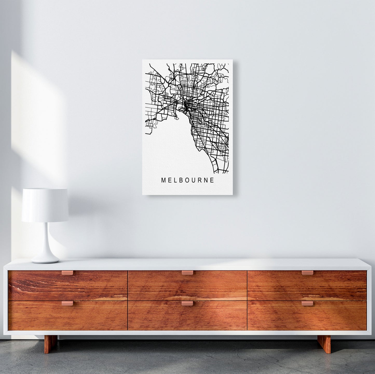 Melbourne Map Art Print by Pixy Paper A2 Canvas