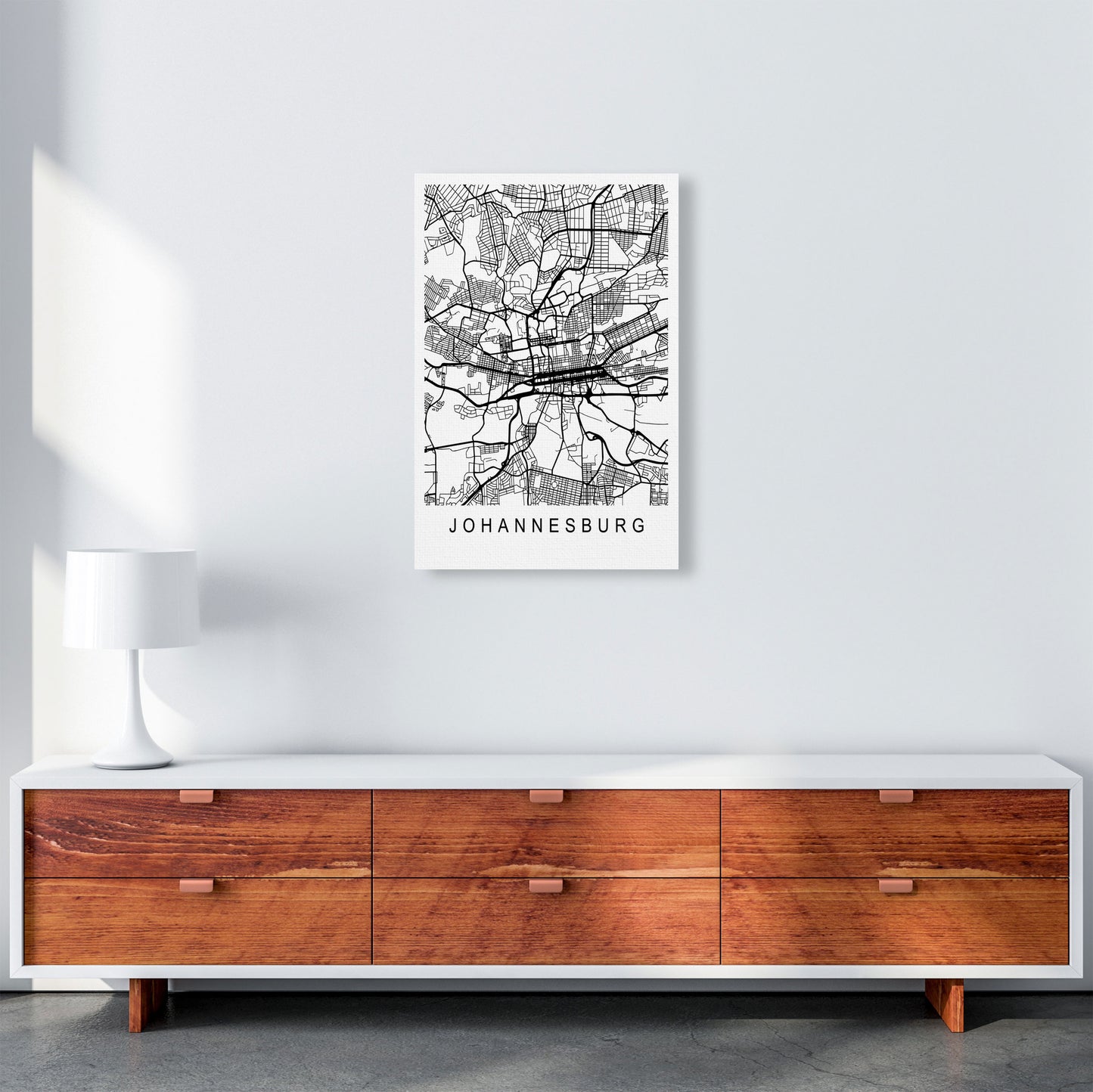 Johannesburg Map Art Print by Pixy Paper A2 Canvas