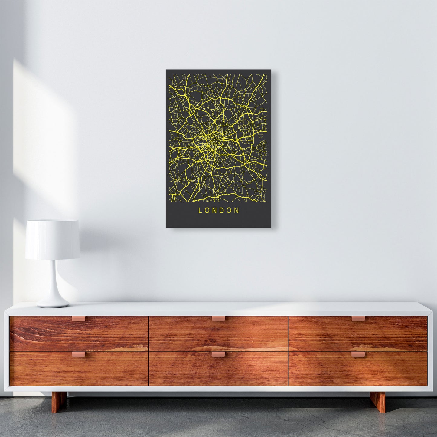 London Map Neon Art Print by Pixy Paper A2 Canvas