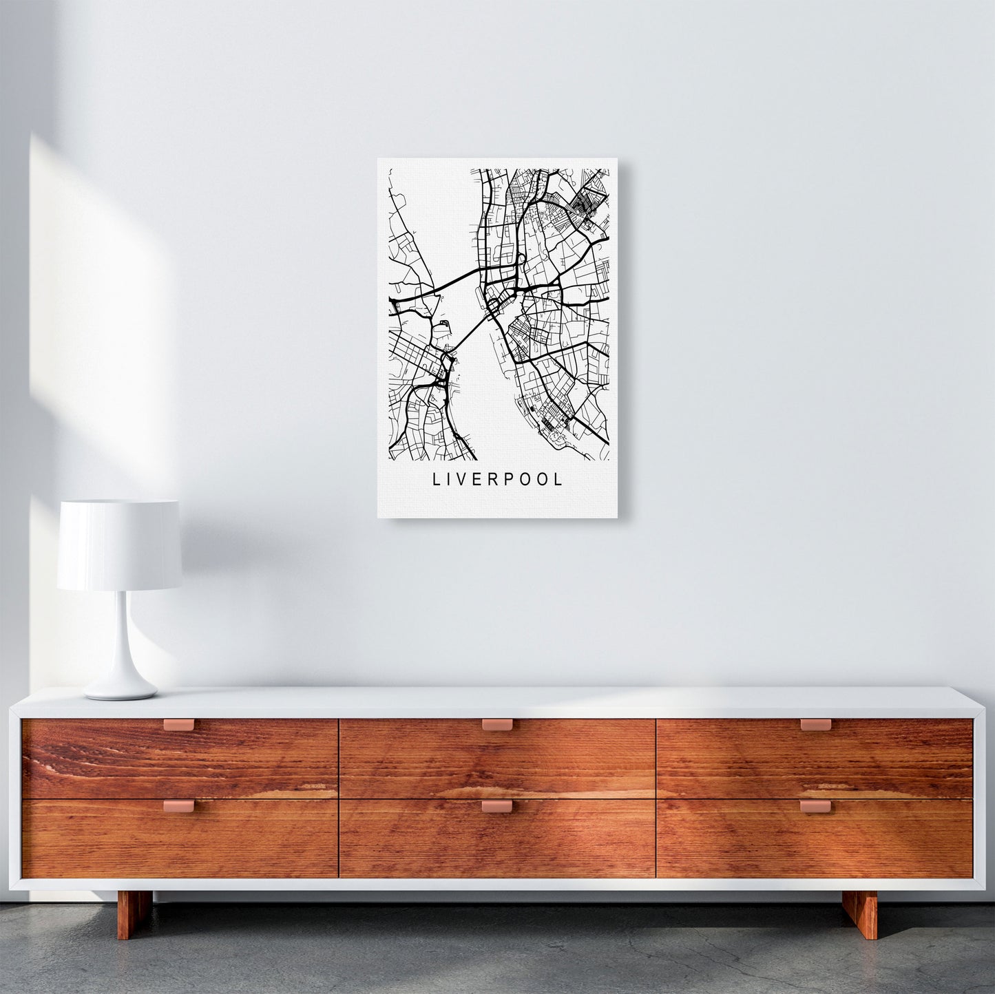 Liverpool Map Art Print by Pixy Paper A2 Canvas
