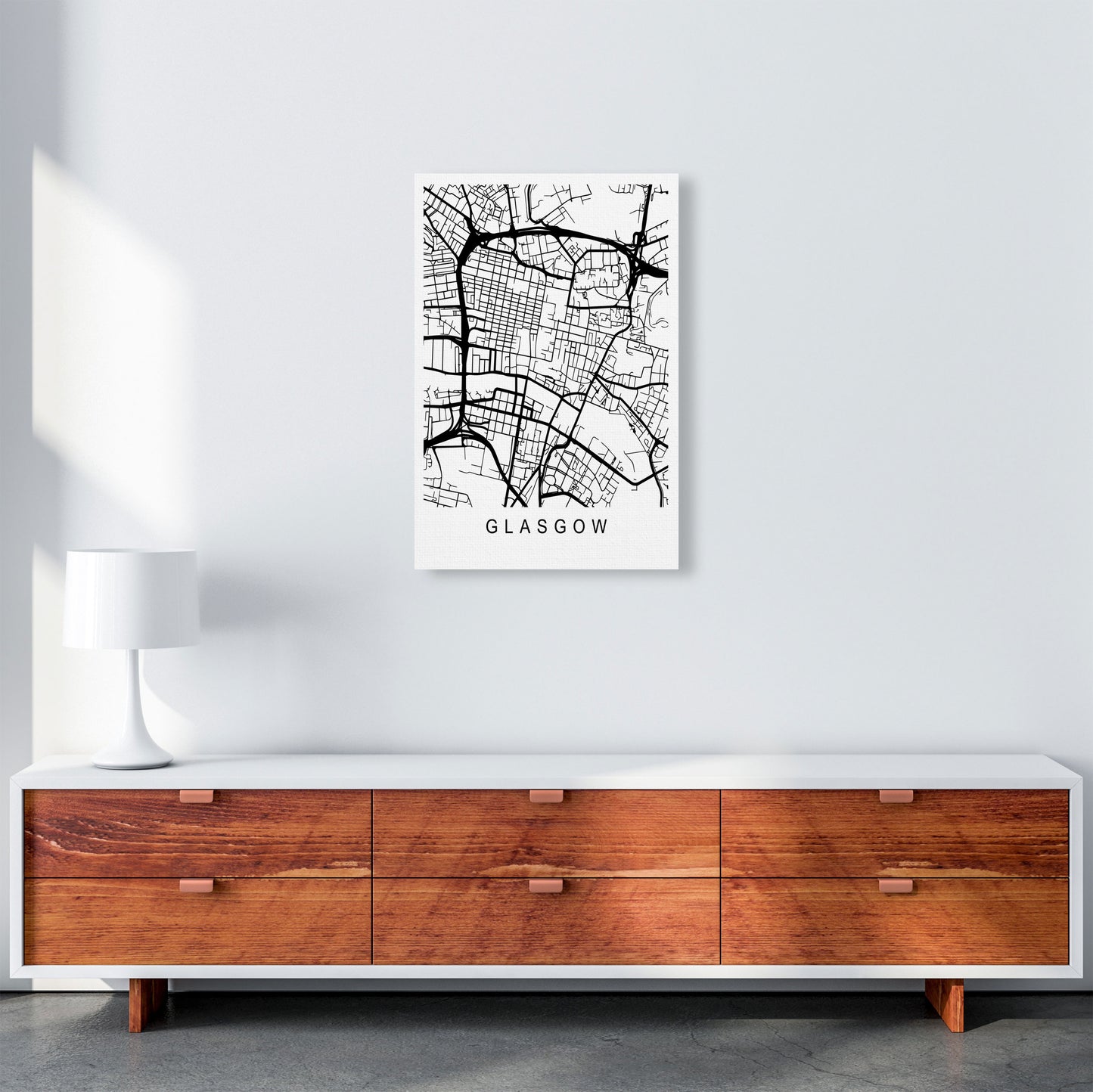 Glasgow Map Art Print by Pixy Paper A2 Canvas