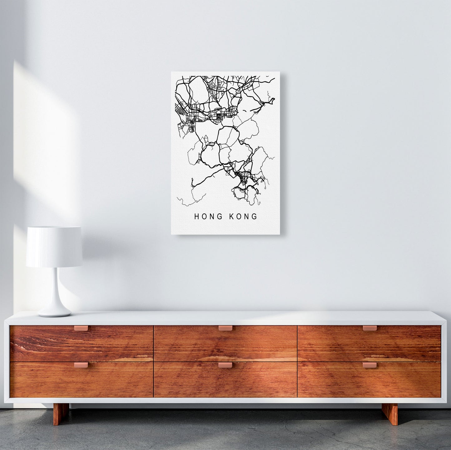 Hong Kong Map Art Print by Pixy Paper A2 Canvas