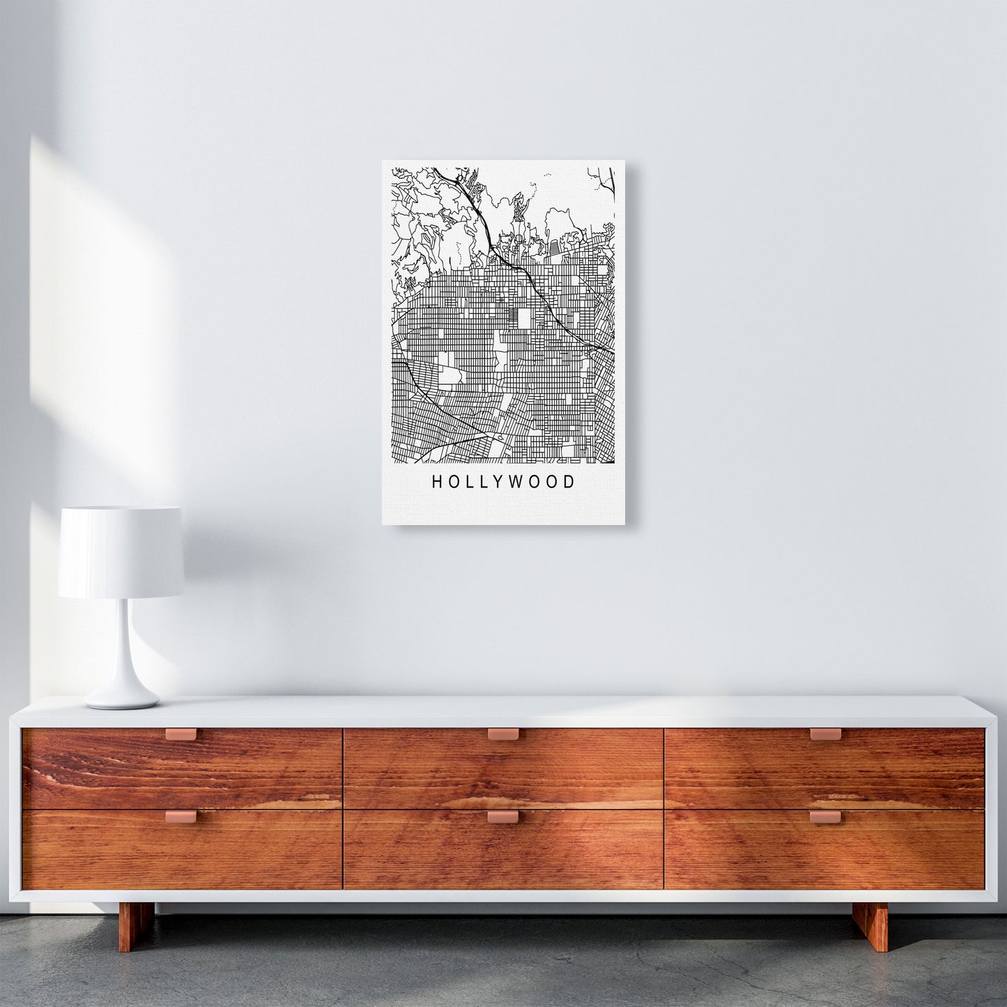 Hollywood Map Art Print by Pixy Paper A2 Canvas