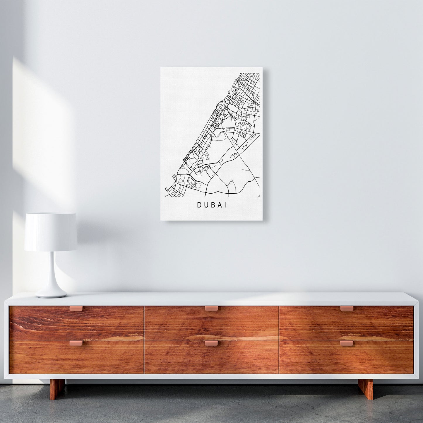 Dubai Map Art Print by Pixy Paper A2 Canvas