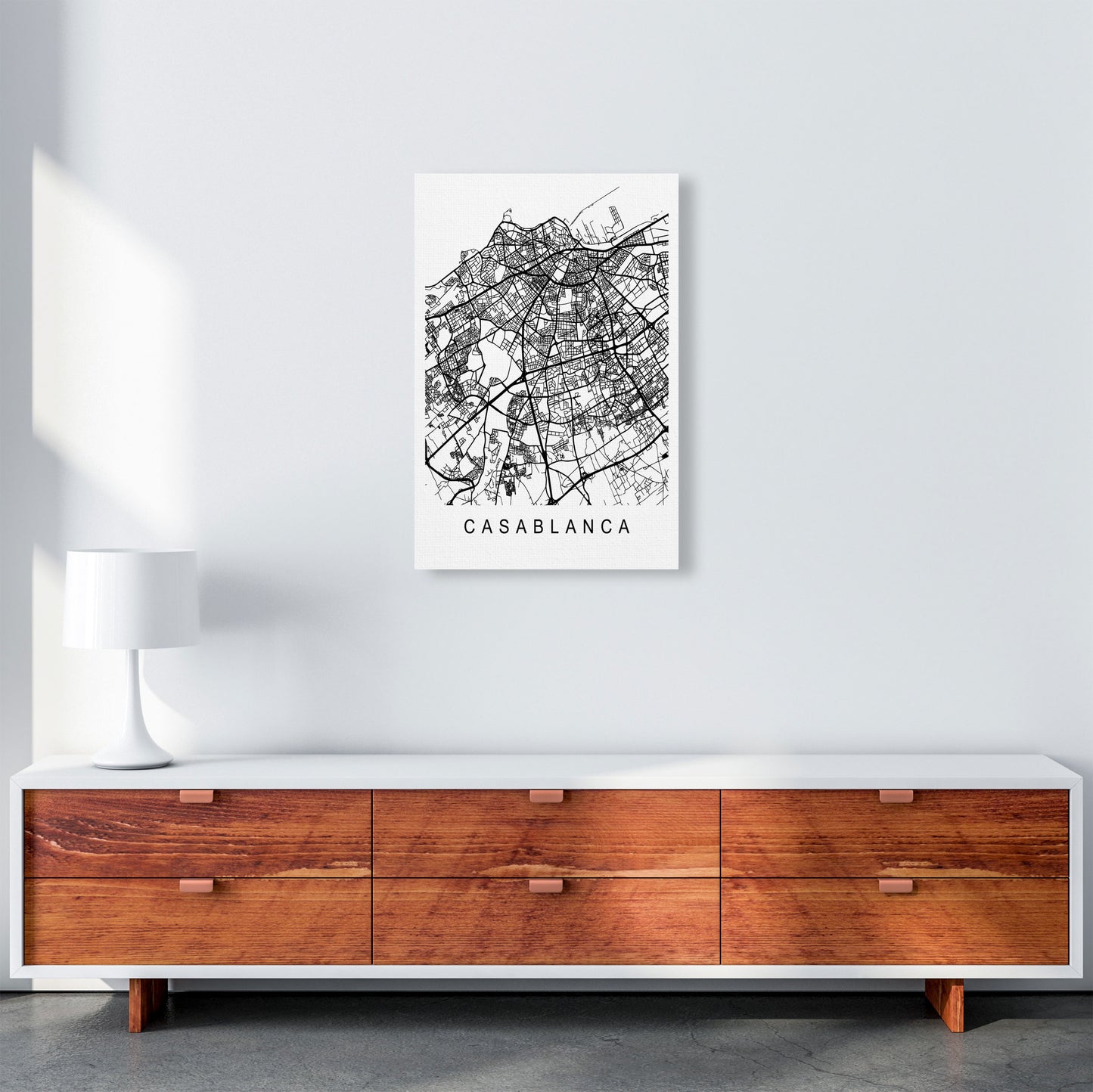 Casablanca Map Art Print by Pixy Paper A2 Canvas