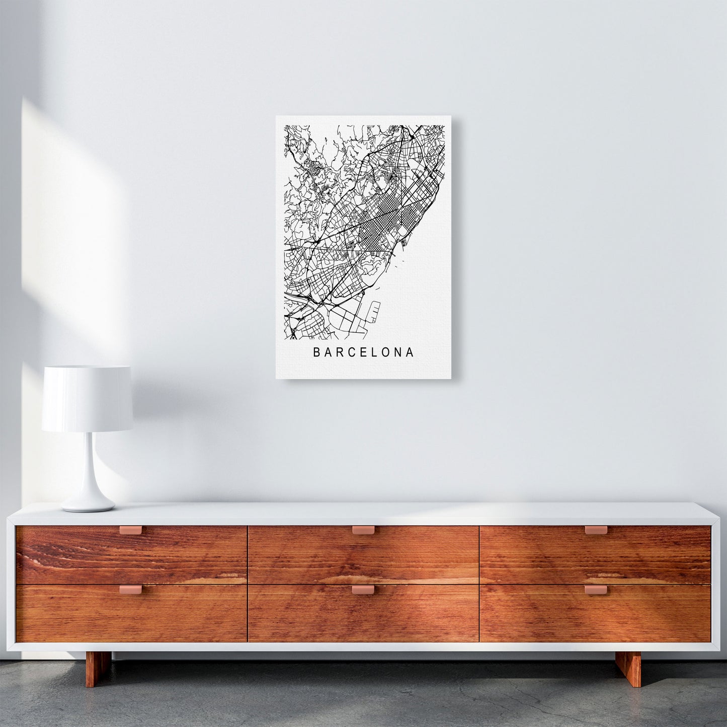 Barcelona Map Art Print by Pixy Paper A2 Canvas