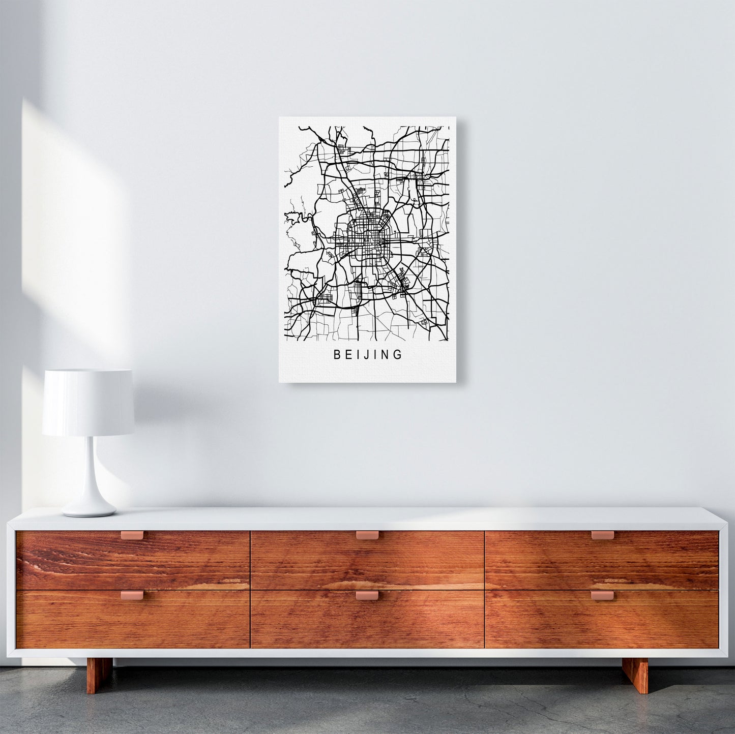 Beijing Map Art Print by Pixy Paper A2 Canvas
