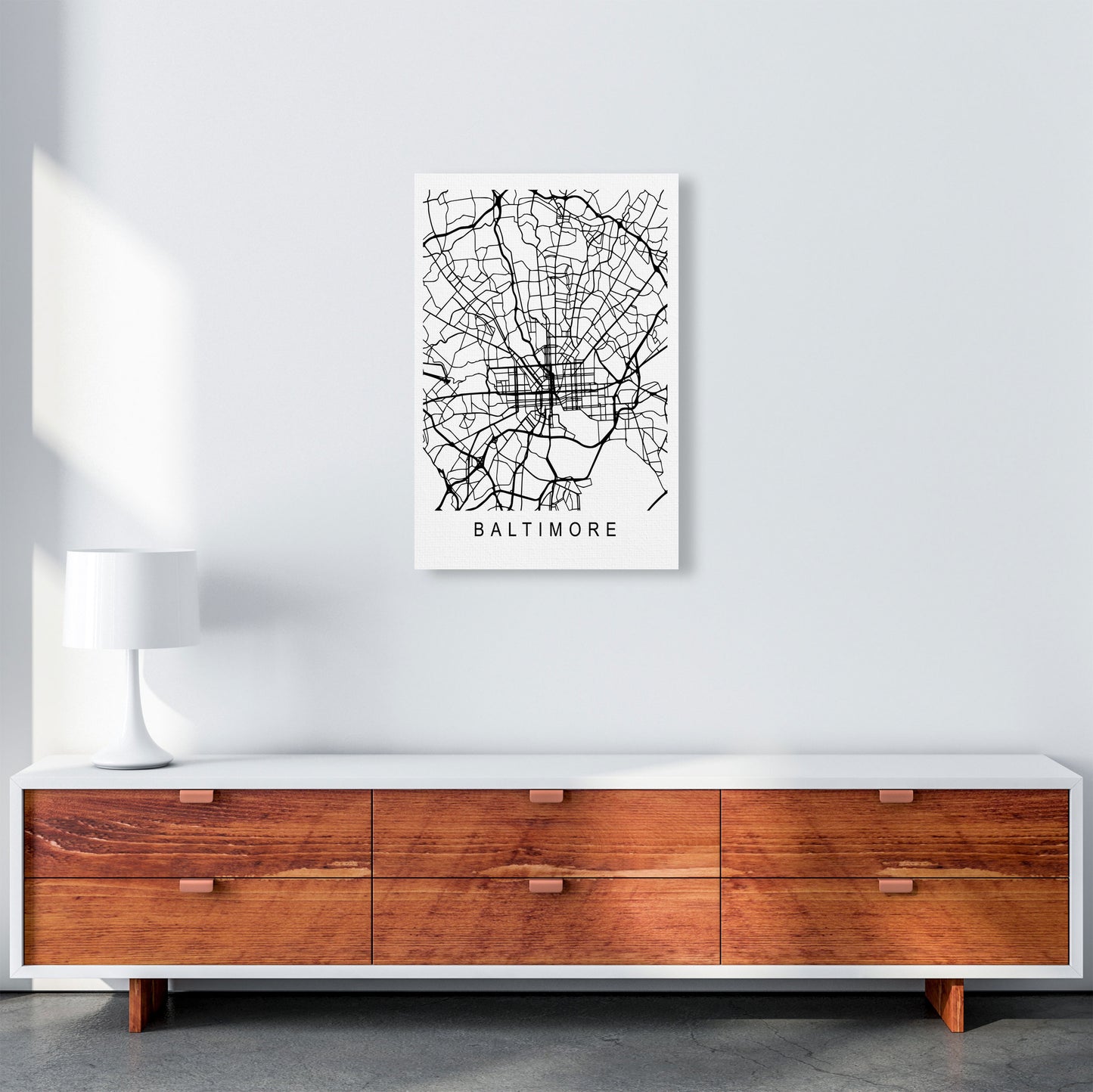 Baltimore Map Art Print by Pixy Paper A2 Canvas