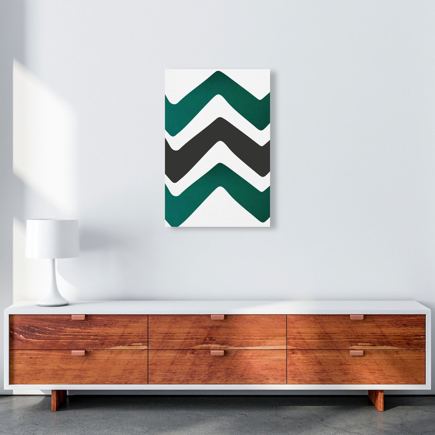 Zig zags emerald Art Print by Pixy Paper A2 Canvas