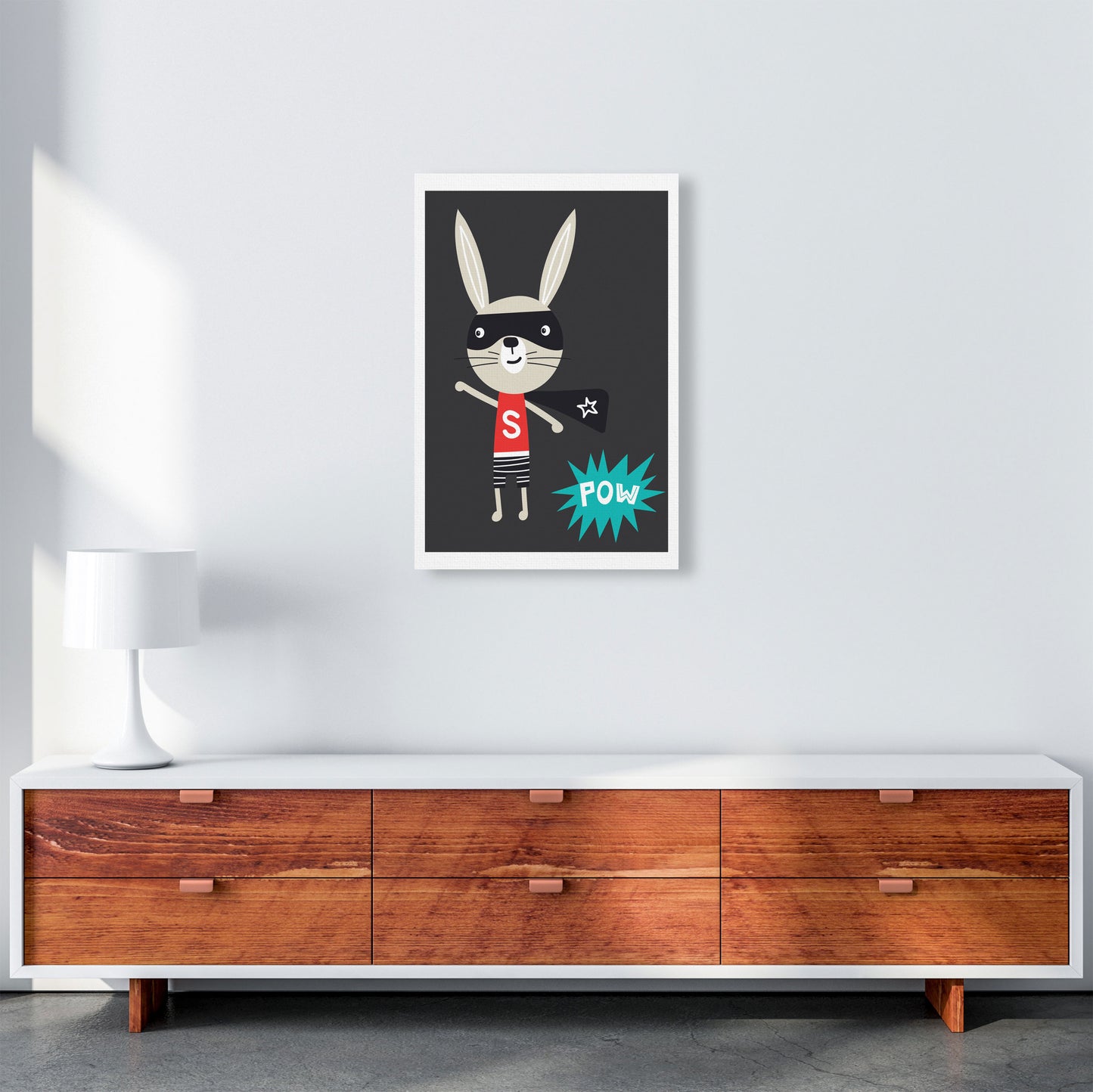 Superhero bunny Art Print by Pixy Paper A2 Canvas