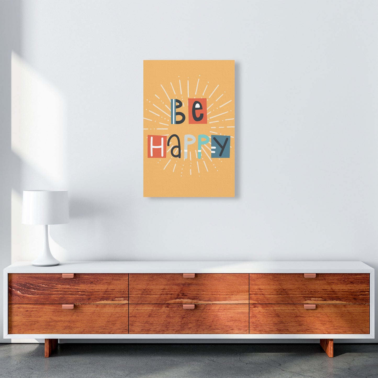 Be happy Neutral kids Art Print by Pixy Paper A2 Canvas