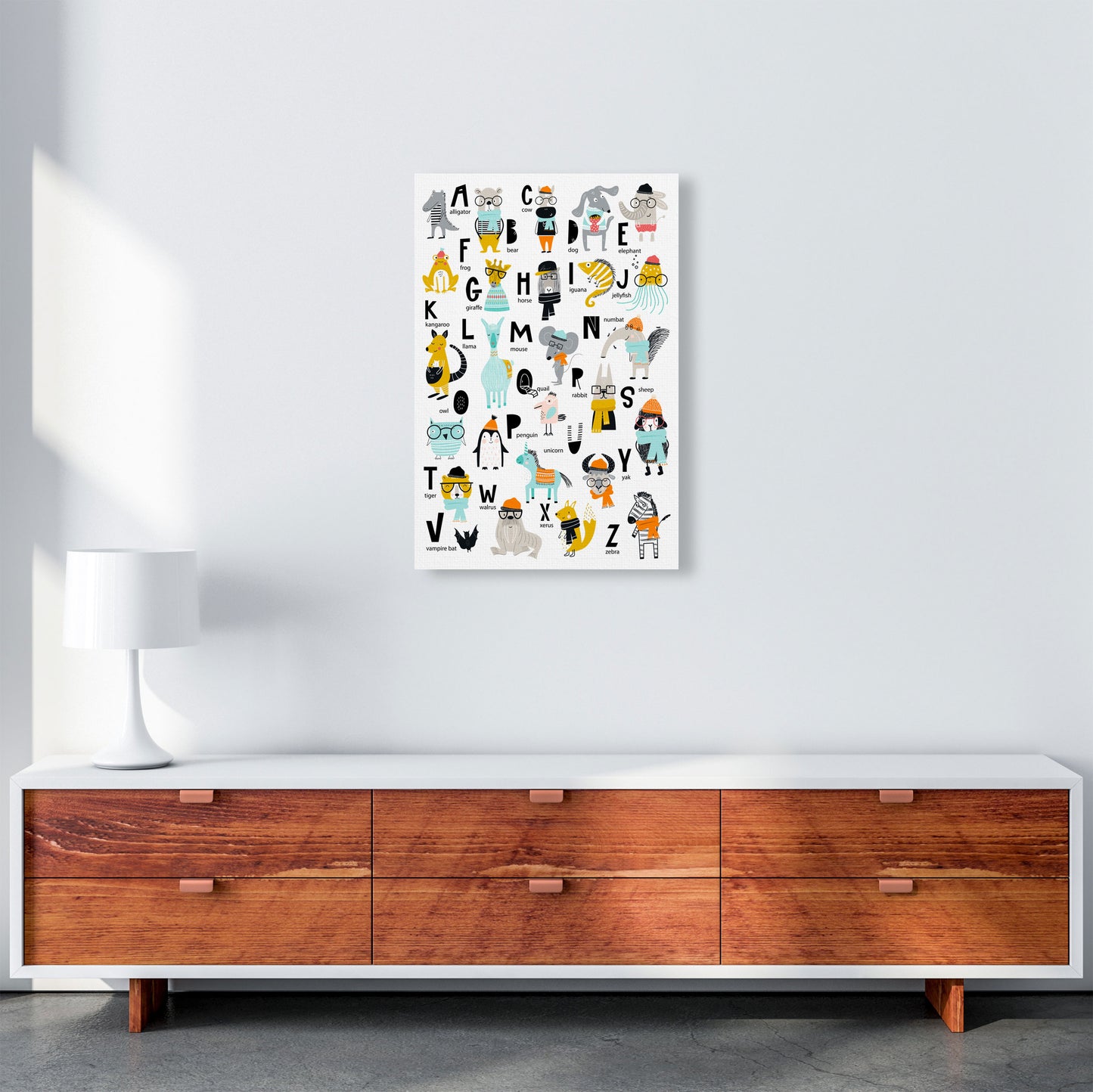 ABC Animals cool Art Print by Pixy Paper A2 Canvas