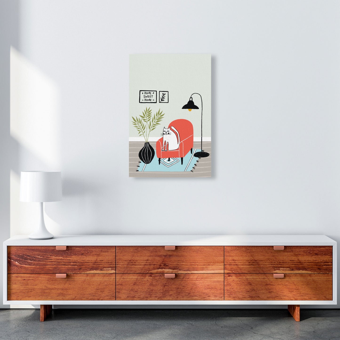 Home Sweet Home Cat Art Print by Pixy Paper A2 Canvas