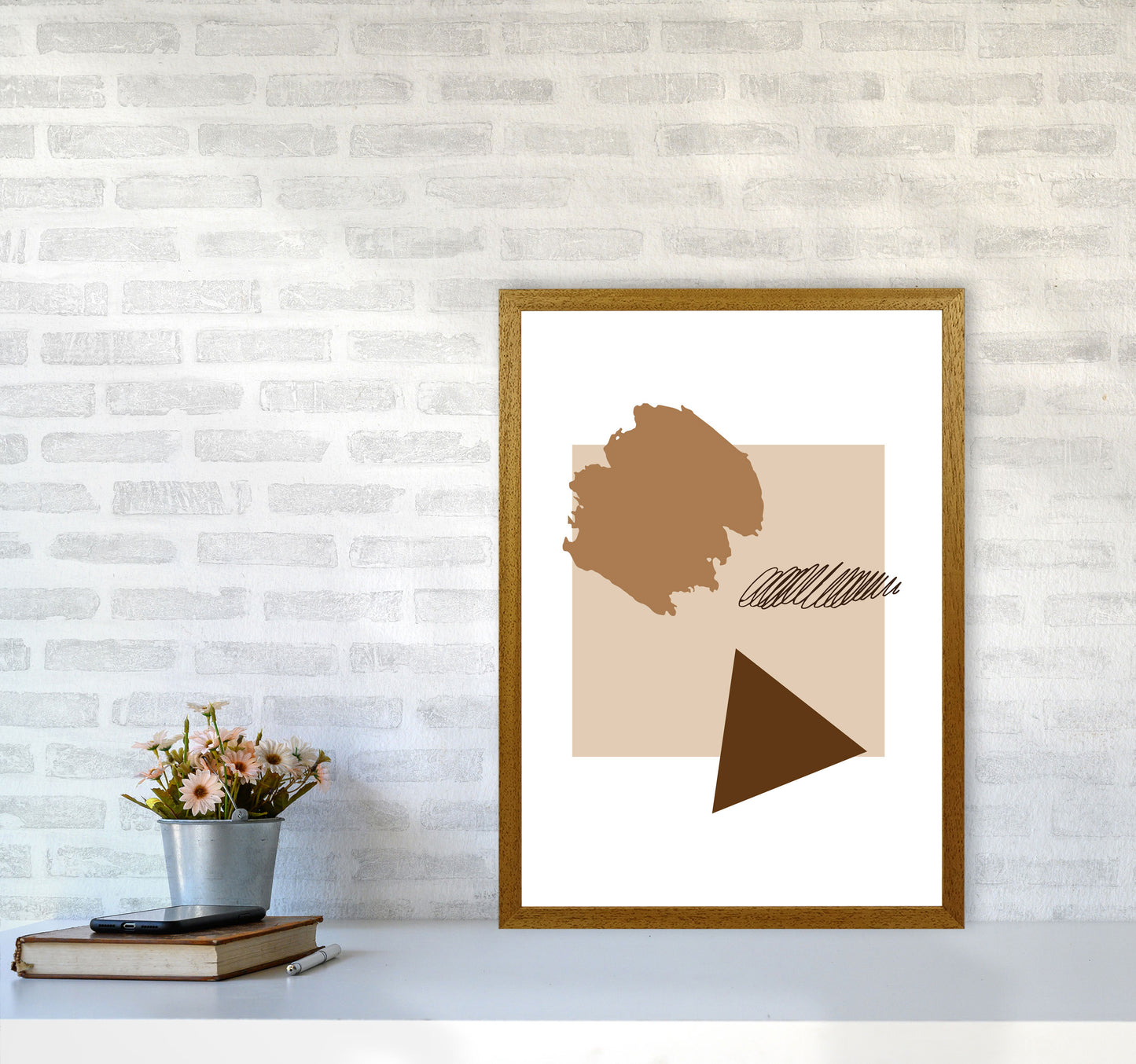 Taupe Square Mismatch Abstract Modern Print A2 Print Only