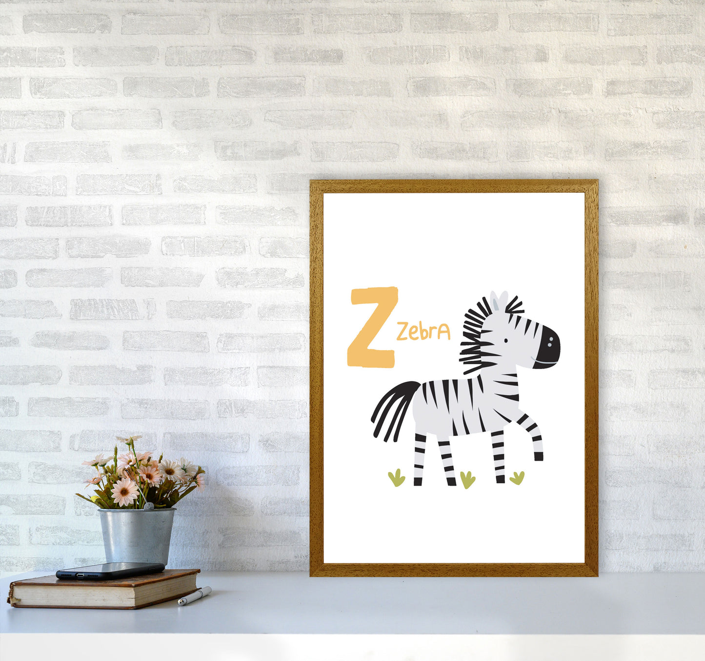 Alphabet Animals, Z Is For Zebra Framed Nursey Wall Art Print A2 Print Only