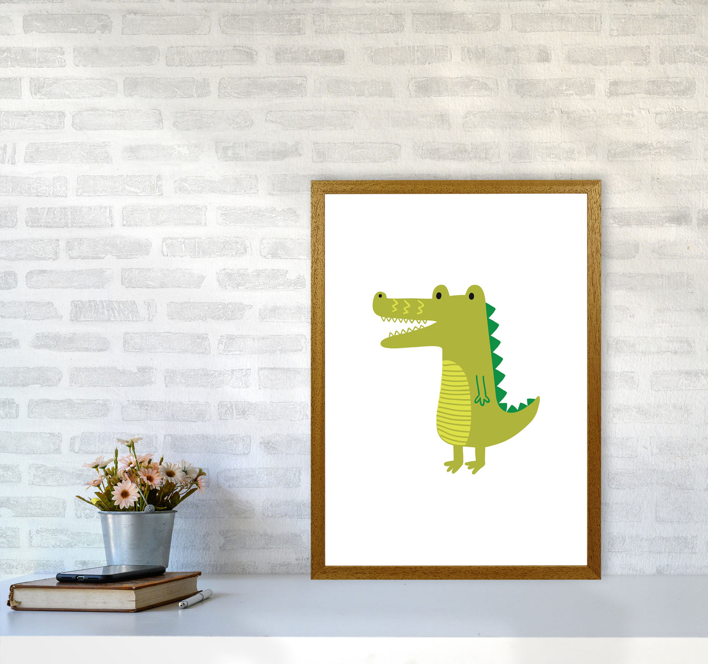 Children's Animals, Alligator Modern Print A2 Print Only