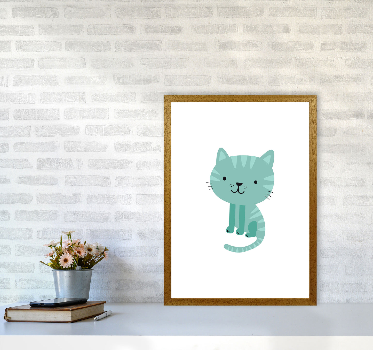 Children's Animals, Cat Modern Print A2 Print Only