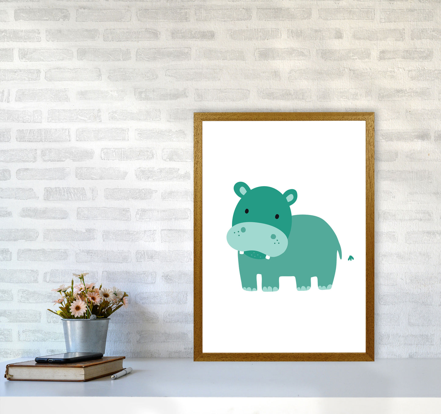 Children's Animals, Hippo Modern Print A2 Print Only