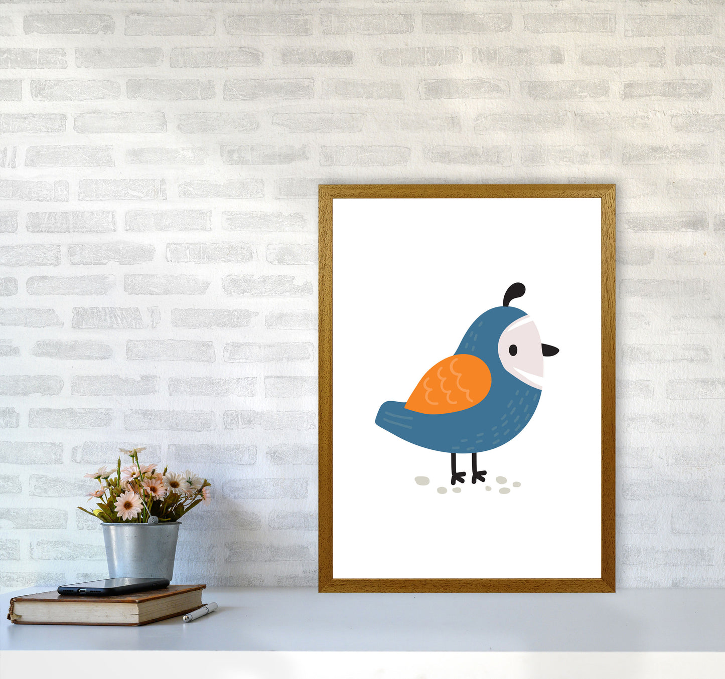 Children's Animals, Quail Modern Print A2 Print Only