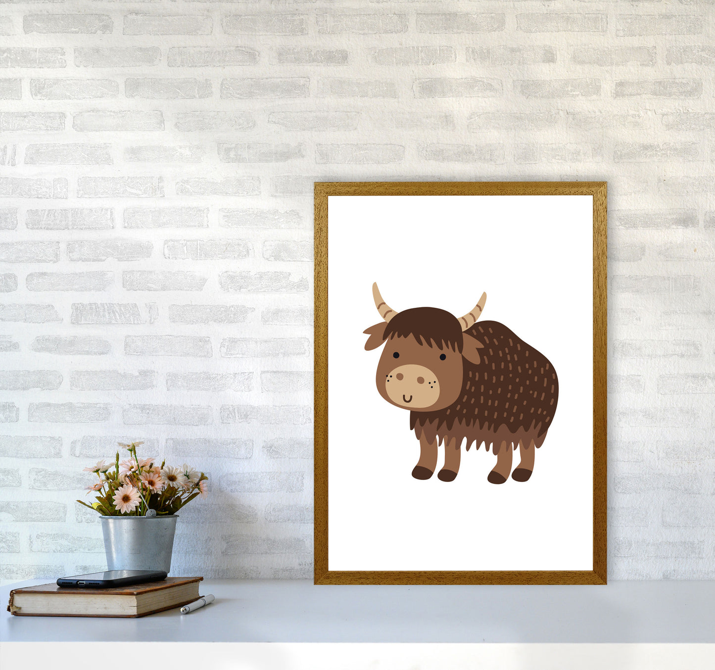 Children's Animals, Yak Modern Print A2 Print Only