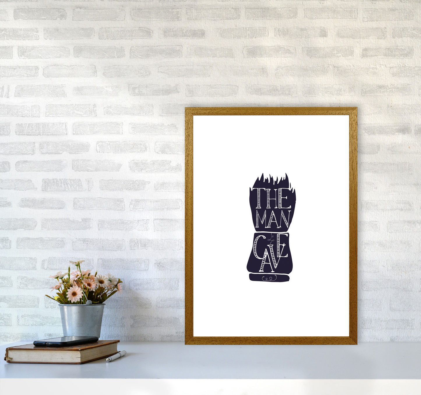 The Man Cave 2 Modern Print, Framed Bathroom Wall Art A2 Print Only