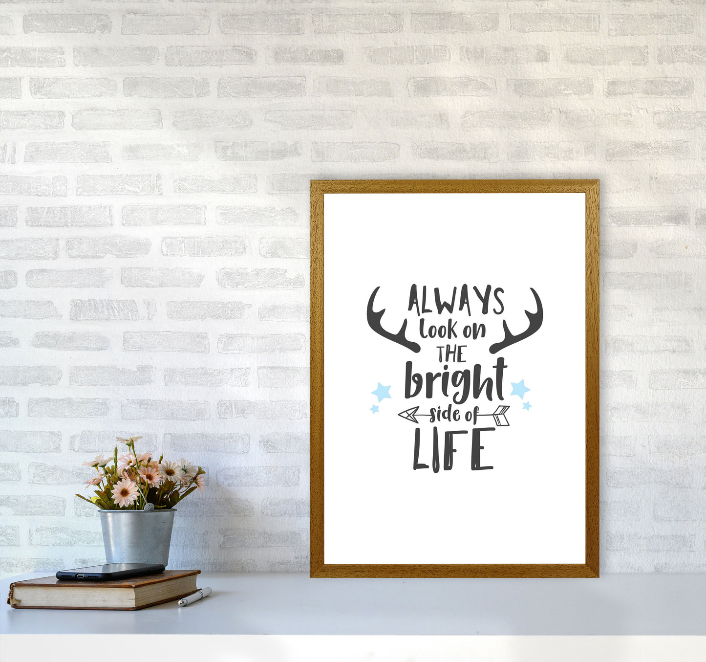 Bright Side Of Life Framed Typography Wall Art Print A2 Print Only