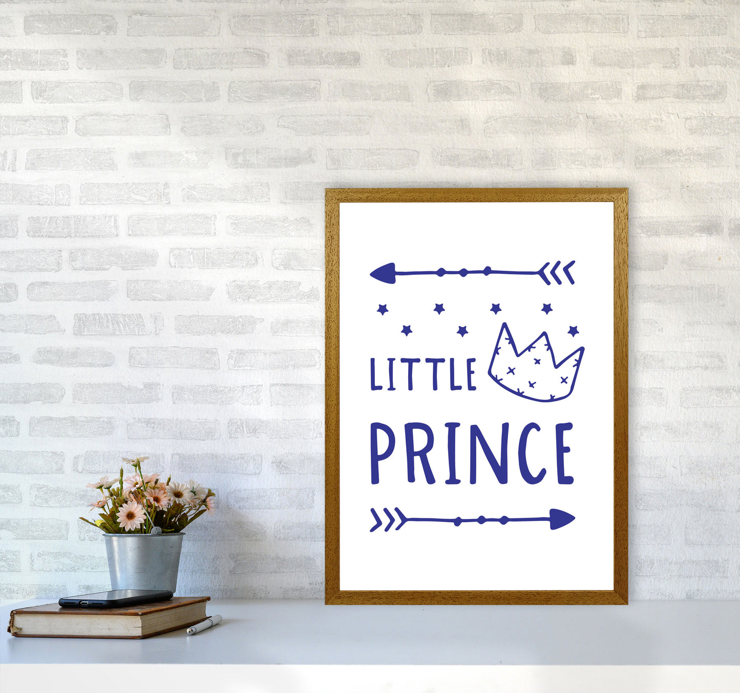 Little Prince Navy Framed Nursey Wall Art Print A2 Print Only