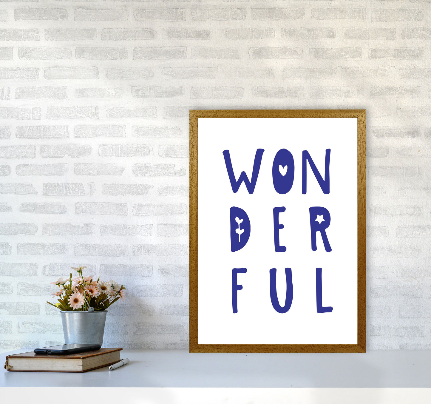 Wonderful Navy Framed Nursey Wall Art Print A2 Print Only