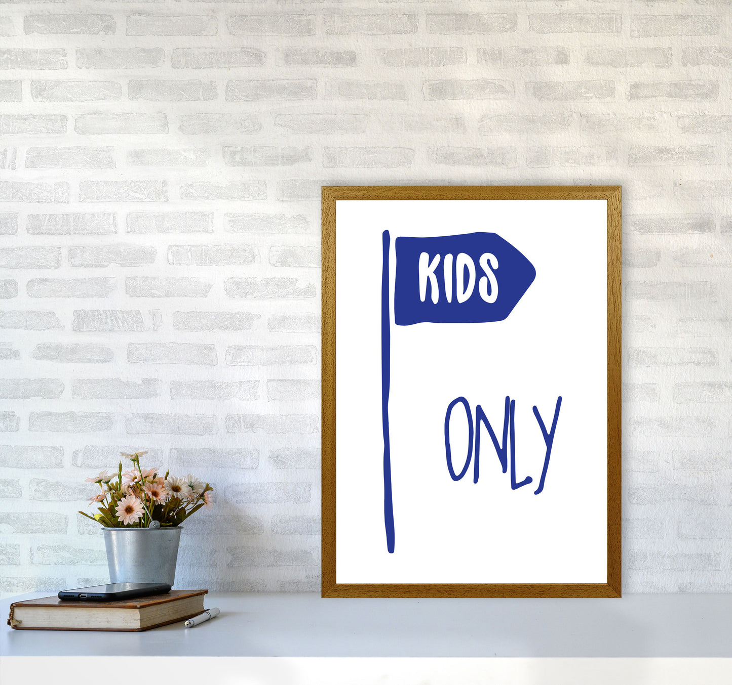 Kids Only Navy Framed Nursey Wall Art Print A2 Print Only