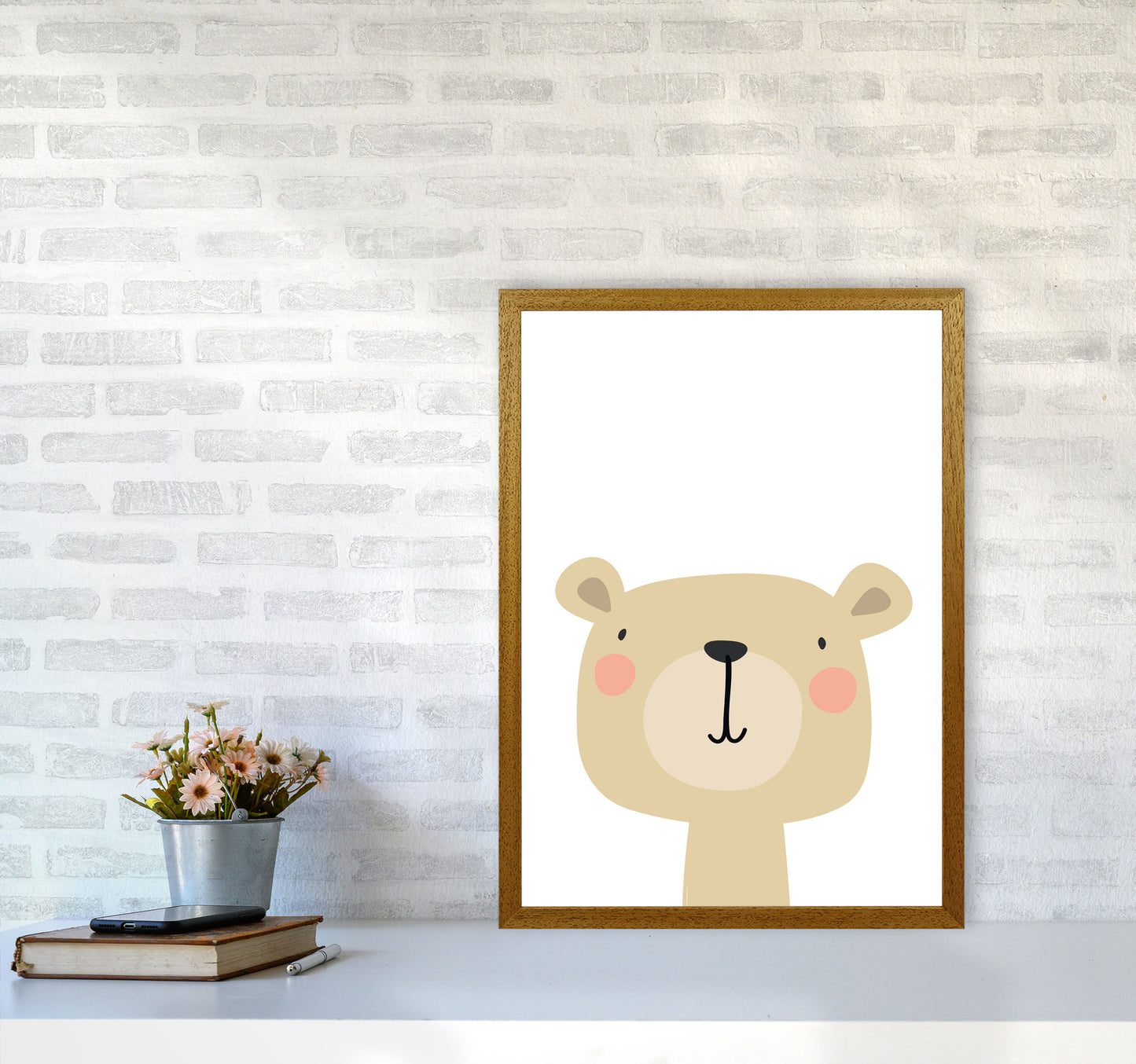Beige Bear Modern Print Animal Art Print A2 Print Only