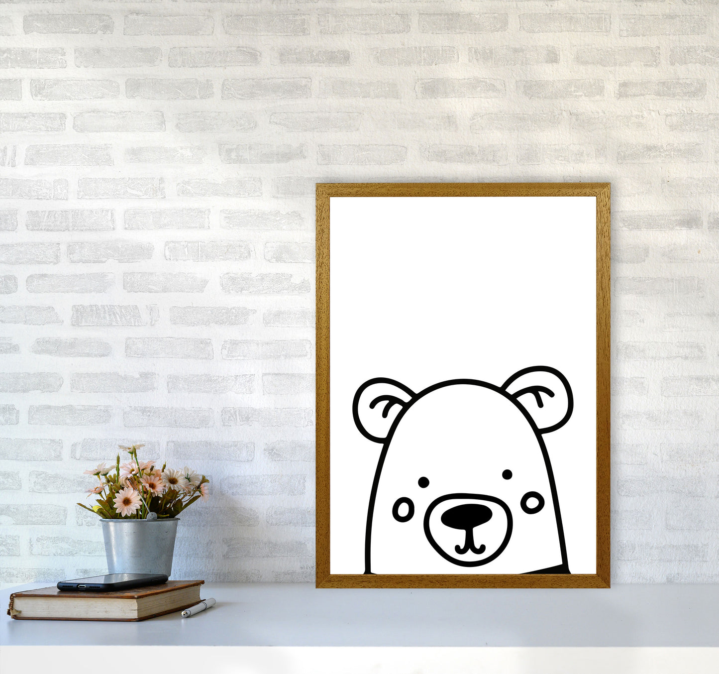 Black And White Bear Modern Print Animal Art Print A2 Print Only