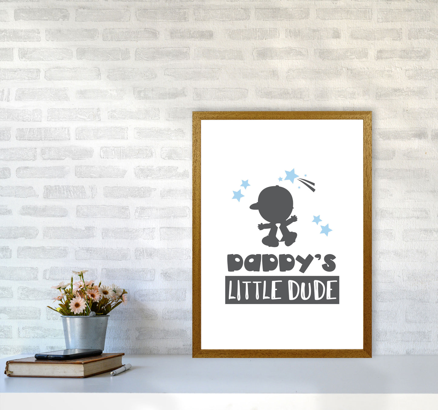 Daddy's Little Dude Framed Nursey Wall Art Print A2 Print Only