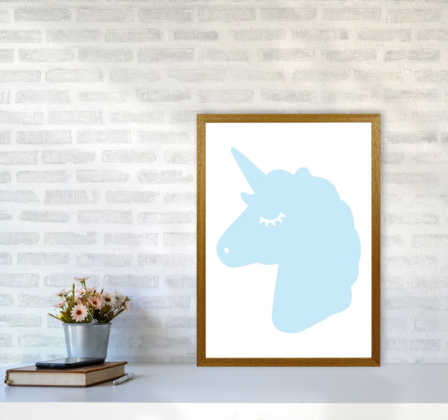 Blue Unicorn Head Modern Print Animal Art Print A2 Print Only