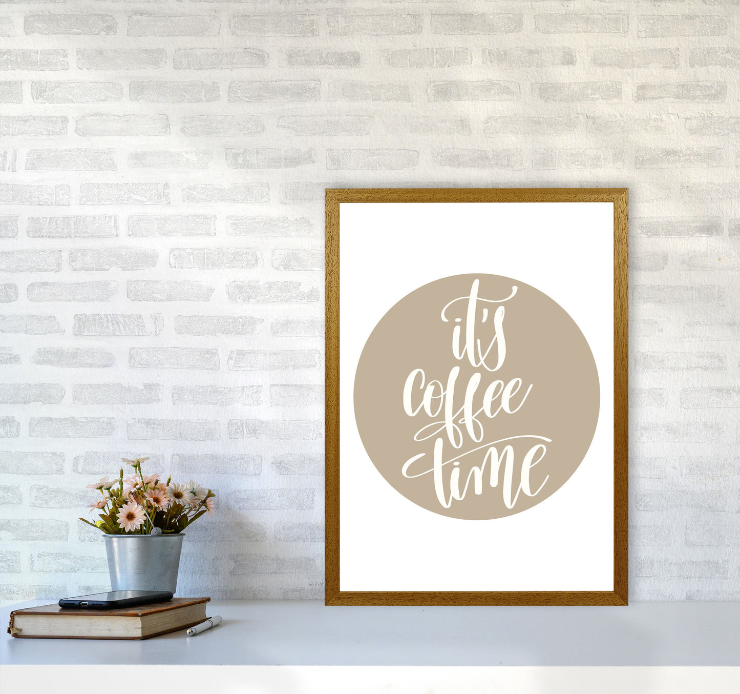 It's Coffee Time Framed Typography Wall Art Print A2 Print Only