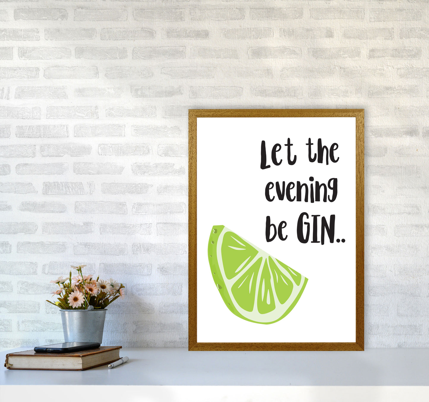 Let The Evening BeGIN Modern Print, Framed Kitchen Wall Art A2 Print Only