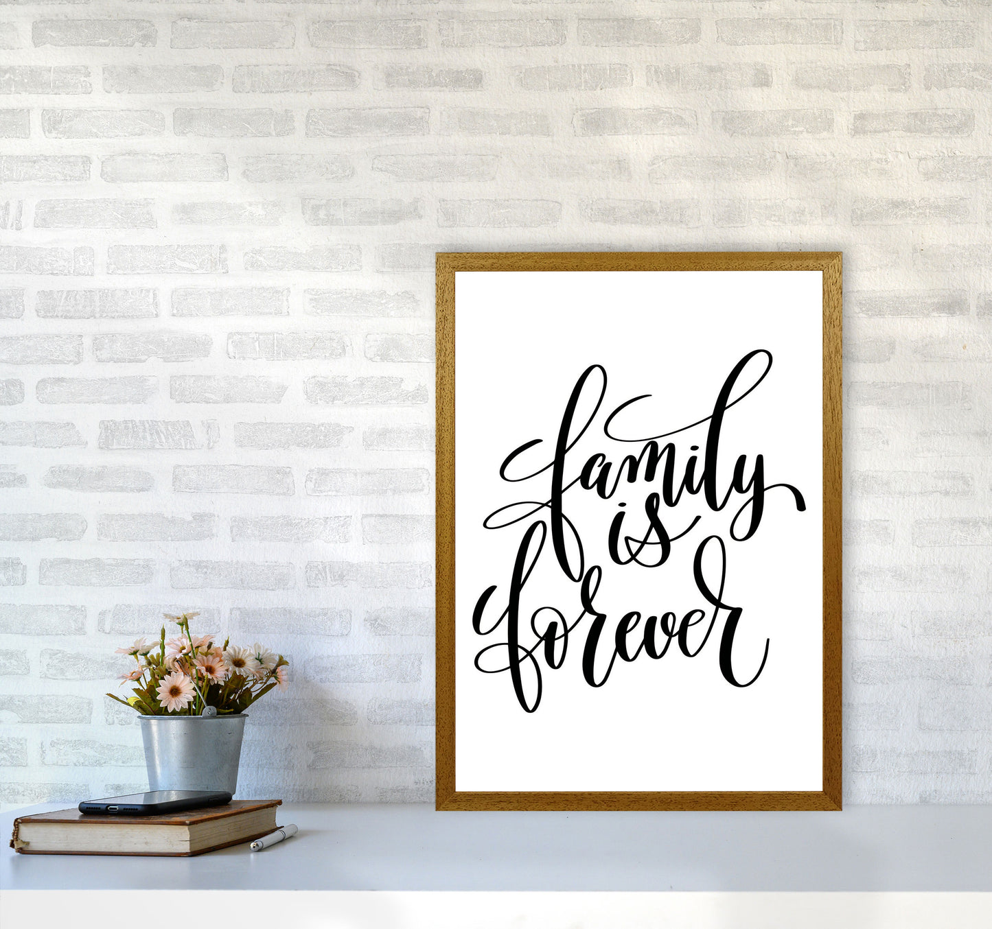 Family Is Forever Framed Typography Wall Art Print A2 Print Only