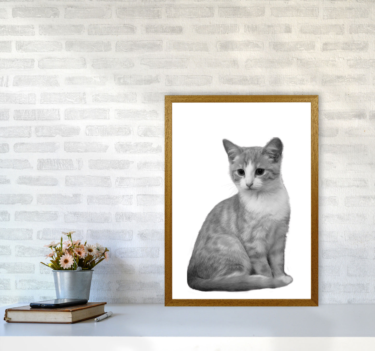 Black And White Cat Modern Print Animal Art Print A2 Print Only
